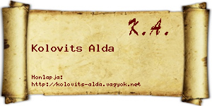 Kolovits Alda névjegykártya