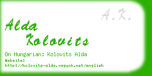 alda kolovits business card